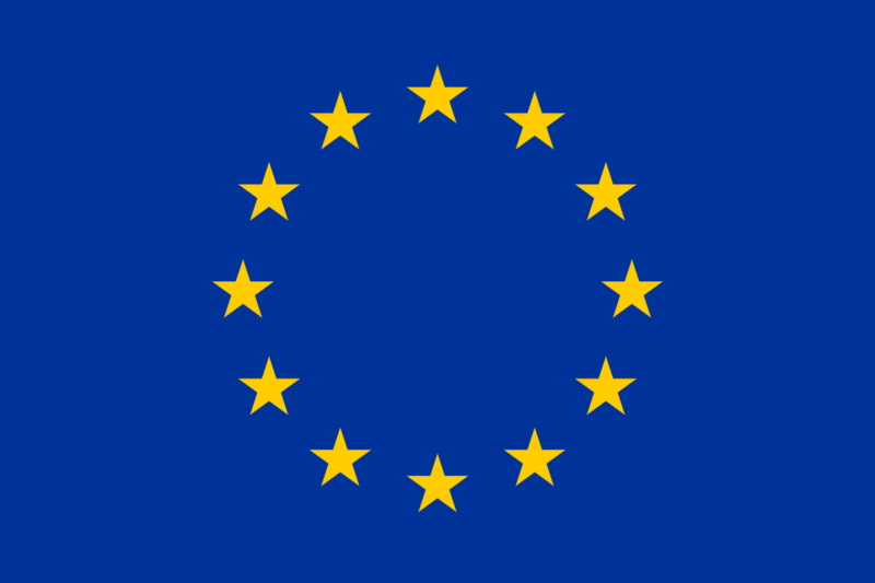 EC Flag Eine Flagge mit im Kreis angeordneten gelben Sternen vor blauem Hintergrund